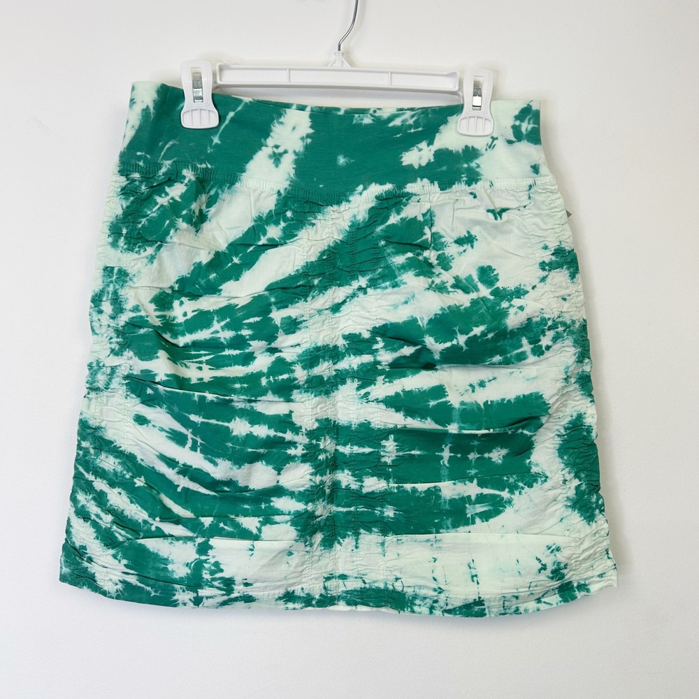 NEW Xcvi Wearables Trace Ruched Skirt Women's Medium Green Pull On Stretch Waist - Picture 2 of 8